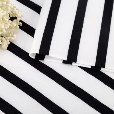 China Pure Cotton Striped Black And White Fabric Skin Friendly Texture 170gsm 175cm for sale