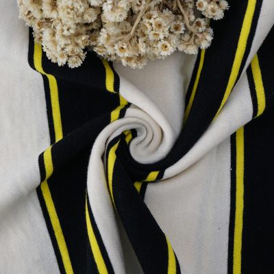 China Tejido de algodón teñido de hilo simple, tejido de doble punto a rayas para camisa de manga larga en venta