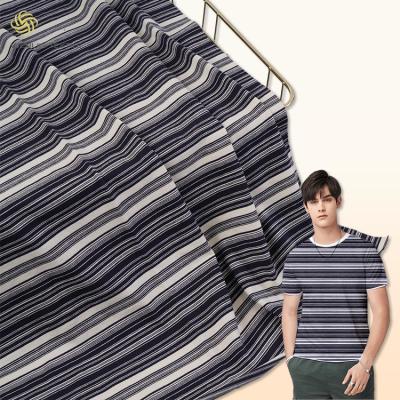 China 100% Cotton Breathable Sweat Absorbing Striped Knit Fabricfor T-Shirt for sale