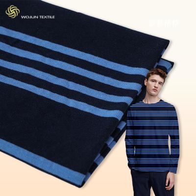 China Smooth Striped Cotton Jersey Fabric Yarn Dye Plain Sweat Absorbing Material for sale