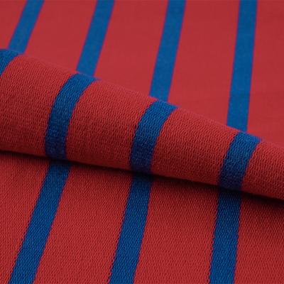 中国 パーカーのためのフランスのテリーの青および赤い縞の生地200cmの幅の純粋な綿 販売のため