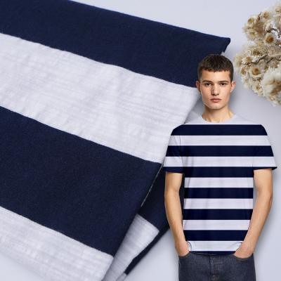 China Low Shrinkage Stripe Stretch Fabric , Summer Wear Resisting Slub Cotton Fabric for sale