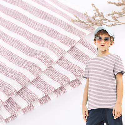 China T-Shirt Textured Stripe Fabric , Cotton 160gsm Yarn Dyed Stripe Fabric for sale