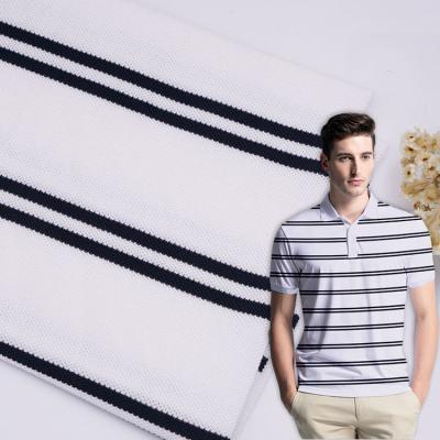 China T-shirt com fios estriados Tissu de 220 gm de algodão puro Material de malha absorvente de suor à venda