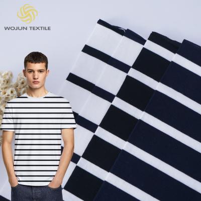 China Knit Cotton Striped Material Fabric 175cm Summer Sportswear Skin Friendly Texture for sale