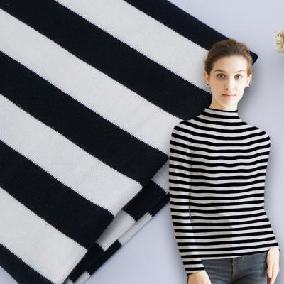 China Striped Cotton Interlock Knit Fabric Combed Breathable Stretch Texture for sale