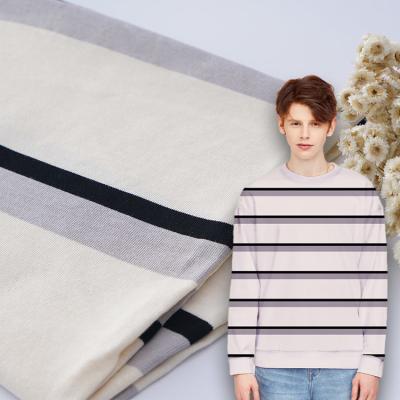 China 220g Striped Cotton Fabric Low Shrinkage Summer Knitted Material for sale