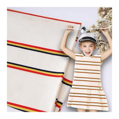China Soft Striped Cotton Fabric Low Shrinkage Knit Jersey Material For T-Shirt for sale