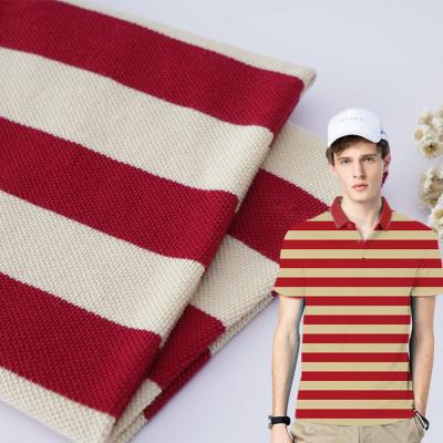 China Wrinkle Resistant Cotton Pique Fabric D022-1 260g Breathable Knit Stripe Cloth for sale