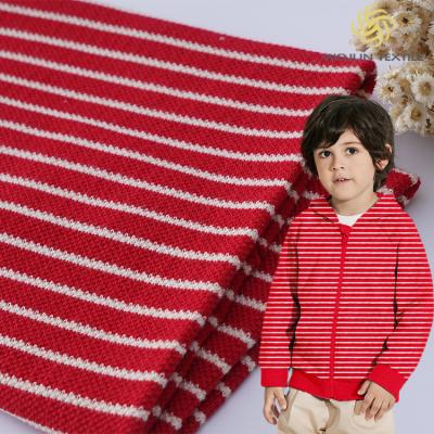 China Wear Resistant Pique Stretch Fabric 260gsm	100 Cotton Stripe Knit Texture for sale