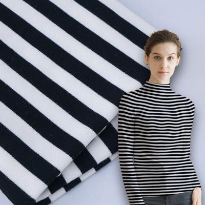 China 100 Cotton Interlock Fabric Breathable Striped Soft Rib Material For French Terry for sale