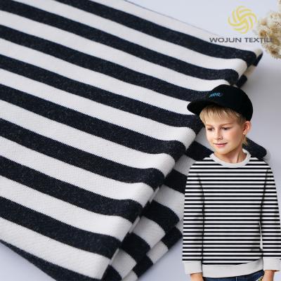 China Breathable Cotton French Terry Fabric 40S 170cm Stripe Knitted Material for sale