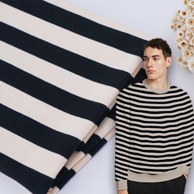 China Sweat Absorbing Cotton French Terry Fabric Striped Knitted Cloth For Hoodie for sale