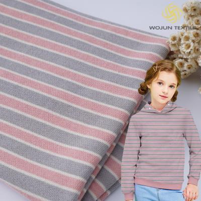 China 100 Cotton French Terry Fabric 320g 21S Stripe Double Yarn Material for sale