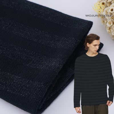 China Combing Mercerized Cotton Fabric 21S 330g Stretchy Striped Knit Material for sale