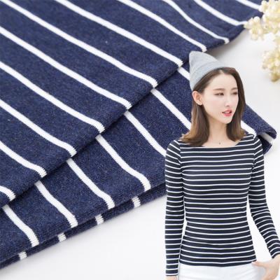 China Cuente un cuento el estiramiento coloreado tela teñido del dispositivo de seguridad del algodón proveyó de costillas 1*1 material en venta