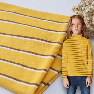 China Skin Friendly Double Knit Fabric Striped Cotton Material For Casual Wear for sale