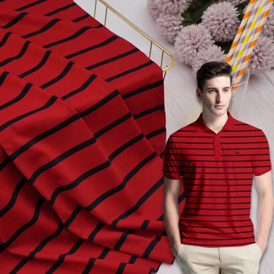 China Breathable Mercerized Cotton Fabric Striped Yarn Dyed For Polo Shirt for sale