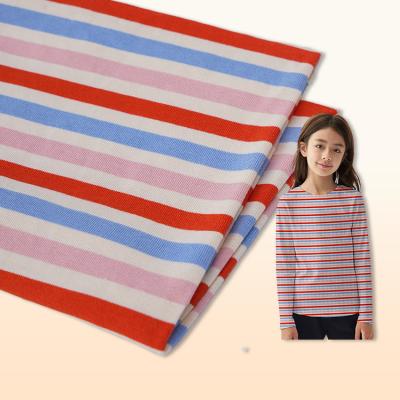 China Low Shrinkage Jersey Cotton T Shirt Fabric Yarn Dye Long Sleeved Shirt Fabric for sale