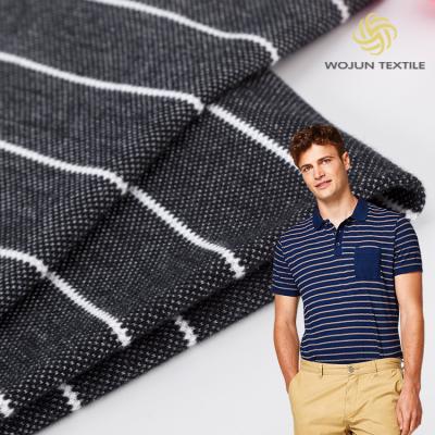 China Pique Elasticity Wear Resistant Striped Cotton Fabric For Polo Shirt for sale