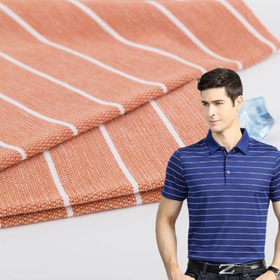 China Tejido de material rayado de algodón y lino de alta calidad para camisetas en venta