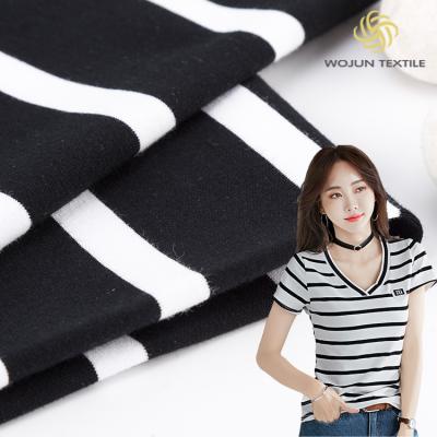 중국 Soft Refreshing Striped Cotton Fabric For French Terry 판매용