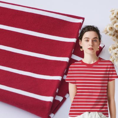 중국 Breathable Red Striped Cotton Fabric For Tracksuit Moisture Absorbent 판매용