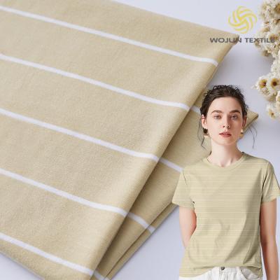 Китай Гладкий и удобный для кожи простый джерси 175 грамм полосатый вязаный хлопчатобумажный ткань для футболки продается