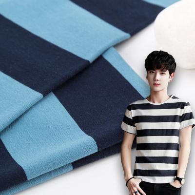 China Durable And Skin-Friendly Healthy Breathable Striped Knit Fabric For T-Shirt à venda