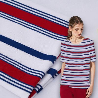 中国 Stylish And Elegant Close To The Skin Breathable Striped Cotton Fabric For T-Shirt 販売のため
