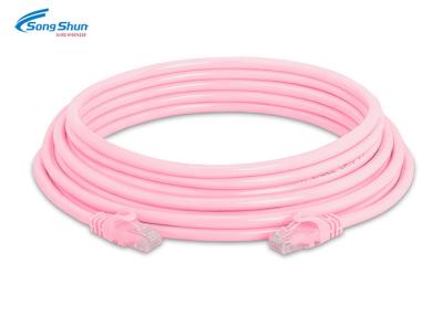 China UTP Cat 5 Network Patch Cord Pink RJ45 LAN PVC LSZH Outer Jacket Fire Protection for sale