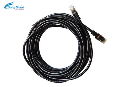 China 24awg SFTP Network Patch Cord Cat 5  Black RJ45 Wear Tear Resistance 5mm PVC Jacket for sale