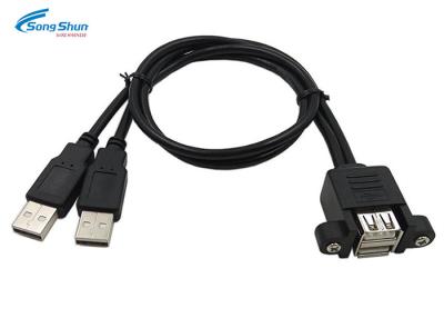 China Dual Usb Extension Lead , Screw Panel Mount Holes USB Port Extender Cable for sale