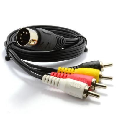 China Digital Video Audio Cable Cord Component Adapter RCA Plug Sound Bar 5 Pin Mini Din To 3 Rca Cable for sale