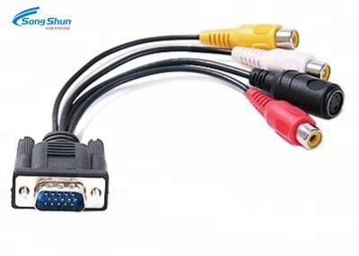 China RCA TV VGA Monitor Cable , S-Video 3 RCA AV PC Computer Television Adapter Cable for sale