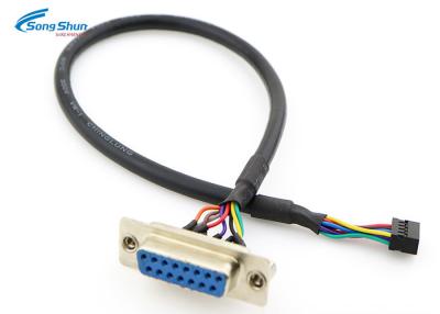 China Black Cable Harness Assembly 9Pin VGA Female To Dupont 2.0mm 10Pin 24AWG for sale