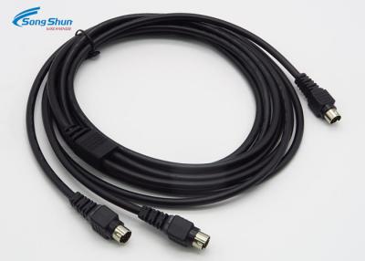China Mini Din 4Pin Male - Male Custom Cable Assemblies , Video Cable Harness Assembly for sale