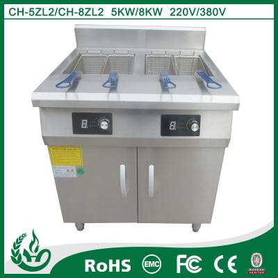China Freestanding double tank commercial deep fryers with 5kw for sale