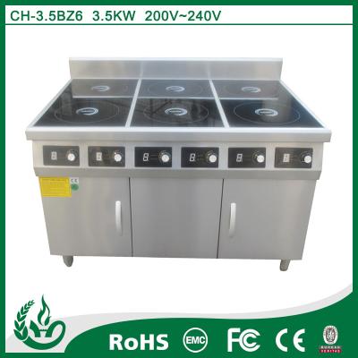 China Aprovação do CE do equipamento do restaurante de 6 fogões da escala elétrica do queimador à venda