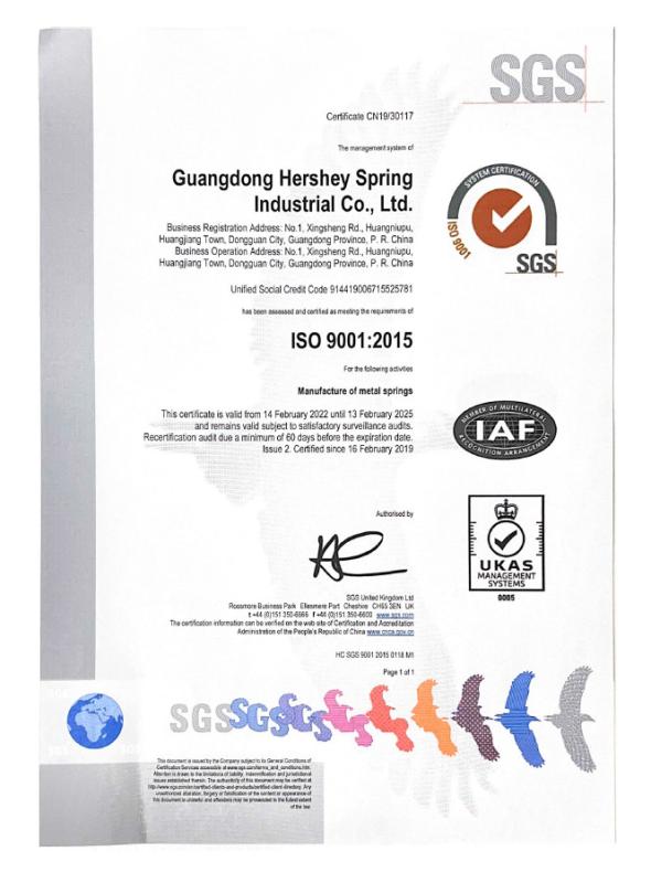 ISO9001:2015 - Guangdong Hershey Spring Industrial Co., Ltd 