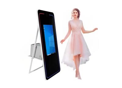 China Party Photo Booth Shell Mirror Selfie Touch Screen Photo Booth With Ring Light Camera And Printer for sale