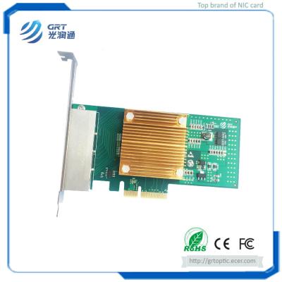 China GRT Gigabit 4-Port RJ45 PCIe Fibre Ethernet NIC Network Card with new power solution IEEE and DMAC for sale