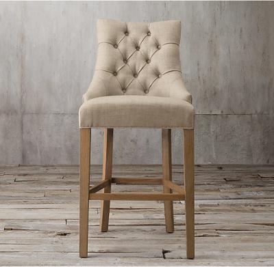 China 2018 NEW Tide of Barstool ,with solid wood and linen fabric to make for sale