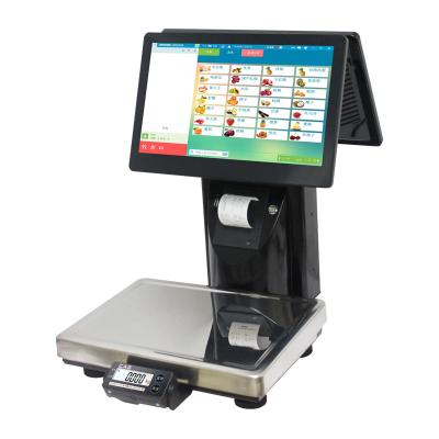 China Black Barcode Printing Scale , Dual Touch Screen Label Printing Weighing Scale for sale