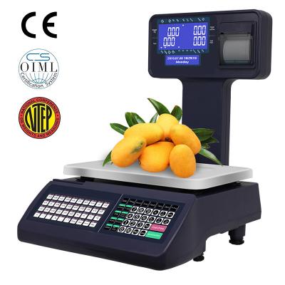 China Dual Screen Design Digital Barcode Label Printing Scale Max Capacity 30kg for sale