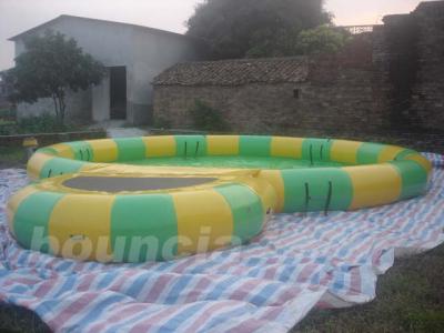 China Round Inflatable Water Pool With Platform For Water Roller for sale