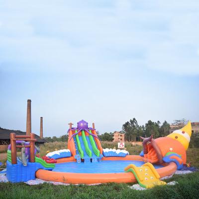 China 20m Giant Portable Inflatable Water Park Slide With Pool For Commercial Use for sale