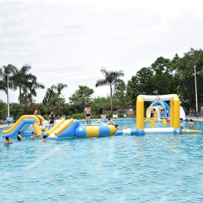 China 0.9mm PVC Tarpaulin Fabric Inflatable Floating Water Park For 18m*6m Pool for sale