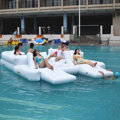 China White Color 6 Persons Inflatable Floating Island Lounge For Water Sports for sale