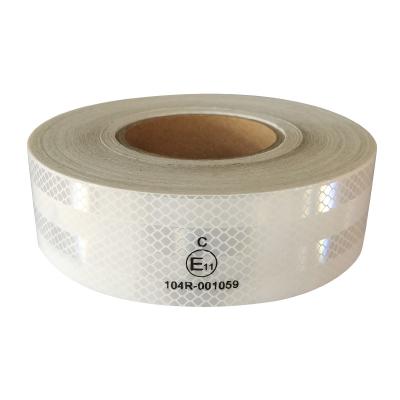 China PET Micro Prismatic White Conspicuity Tape Reflective Vehicle Tape ECE Certificated for sale